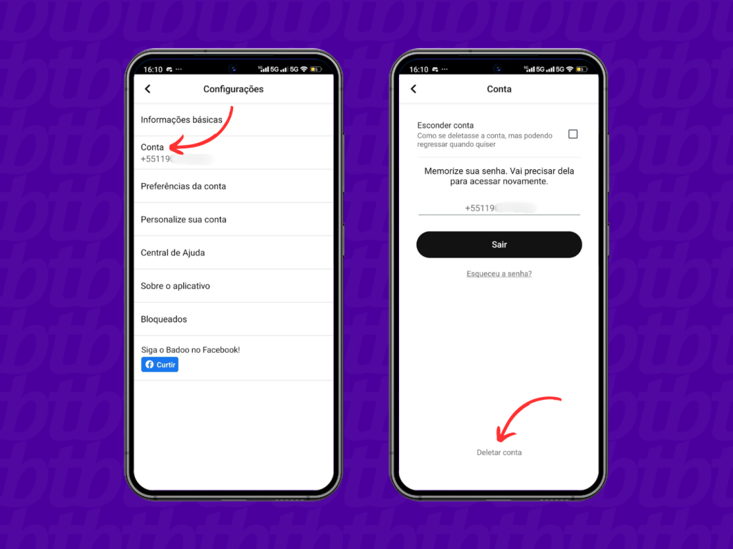 Deletando a conta do Badoo permanentemente